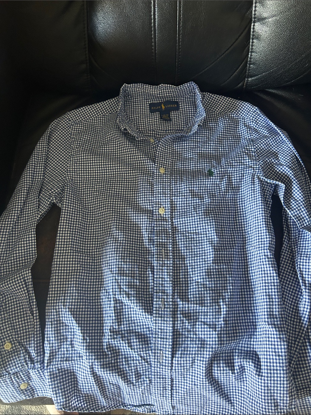Ralph Lauren Blue & White Gingham Button-Down Shirt